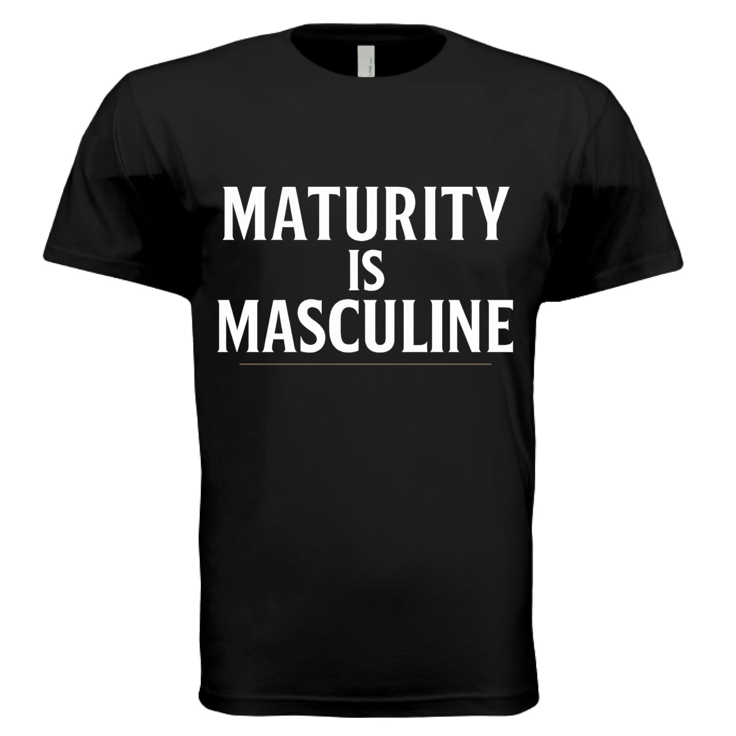 Black ‘Maturity Is Masculine’ graphic tee – modern men’s emotional intelligence shirt – VBD Couture statement wear
