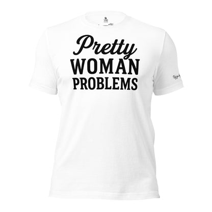 White ‘Pretty Woman Problems’ tee – luxury streetwear for bold women – VBD Couture signature collection